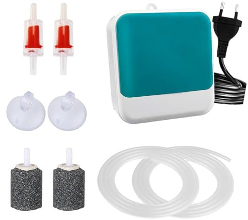 4W Leise Aquairum Luftpumpe: 400L/H Luftpumpen für Aquarien, 4W Aquarium Luftsprudler Mit Zubehör,Sauerstoffpumpe leistungsstarker Belüfter für Aquarien bis zu 400L