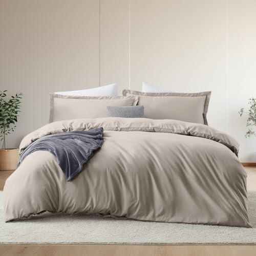Hearth & Harbor Twin Size Duvet Cover & Bed Sheet Set Linen, 5 Piece Soft Double Brushed Twin/Twin XL Bedding Set, Includes Duvet Cover, Flat Sheet, Fitted Sheet, Pillowcases and Pillow Shams