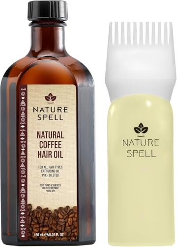 Nature Spell Coffee Oil for Hair with Comb Applicator, Pre-Diluted Oil Helps Refresh Limp Strands & Enhance Shine, For All Hair Types, Vegan, 150ml