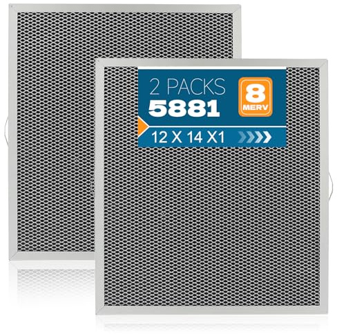 Lot de 2 filtres déshumidificateurs lavables MERV 8 5881 12 x 14 x 1 - Compatible avec les modèles AprilAire Whole-House E100 E080 8192A et ventilateur de déshumidification 8192A