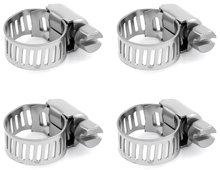Lot de 4 colliers de serrage en acier inoxydable - Plage de serrage réglable de 6 à 12 mm - Colliers de serrage pour sécuriser les tuyaux et les tuyaux