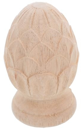 Zerodeko Remate Tallado Madera Sin Tratar Piña Decorativo 8x12 Cm Para Columnas y Cercas Estilo Europeo Hogar Interior Exterior