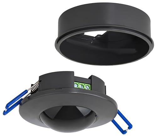 SEBSON Bewegungsmelder Innen Unterputz Aufputz Decken Montage -programmierbar, Reichweite 8m / 360°, Infrarot Sensor, LED geeignet 600W, 3-Draht