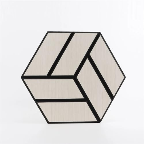 Hexagonal akustisk panel 3D ljudabsorberande skum väggpaneler träeffekt, självhäftande, hög densitet, för hem för väggar (färg-02,4 st)