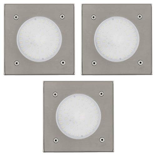 Eglo Outdoor Recessed Floor Lamp Set of 3 Lamedo Recessed Floor Light Square Stainless Steel 10 x 10 cm