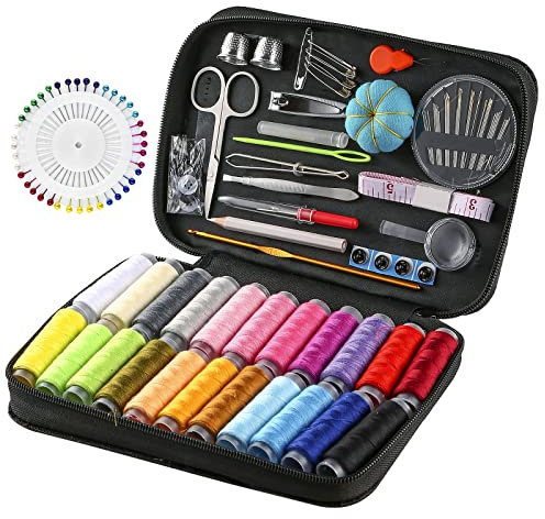 RFWIN Nähset 126 er, Tragbar Reise Nähset für Erwachsene, Fachmann Nähzubehör Inklusive Nadel, Faden, Aufreißer, Tasten, Fingerhut für Heimwerker Notfall Anfänger
