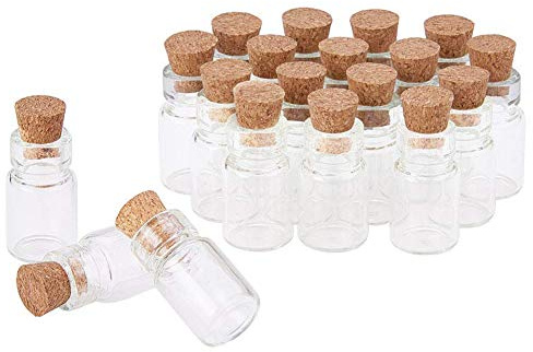 Suneast 20 Stück 1ml Klar Mini Glasflaschen mit Korken Leere Kleine Glasfläschchen Probe Gläser Fläschchen Korkenflaschen für DIY Dekoration, Düfte, Öle, Arts & Crafts, Nachricht - 11 * 22mm