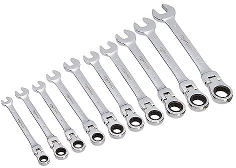 Amazon Basics Set di chiavi inglesi a cricchetto, flessibile, 10 pezzi