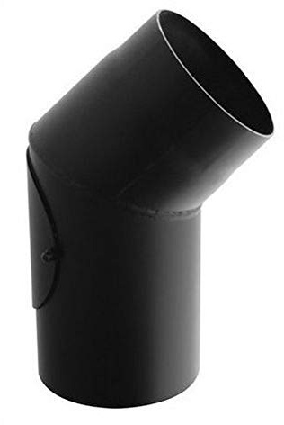 Ofenrohr Knie Winkel Bogen 45° mit Tür Stahlrohr Abgasrohr Senotherm Schwarz 2mm Heizung Rauchrohrbogen (120mm)