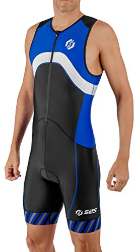SLS3 Triathlon Suit Mens - Premium Pro Trisuit for Men - Lightweight Quick-Dry Sleeveless Tri Suit with Large Back Pocket for Swim Bike Run (Blue Wave, Medium)