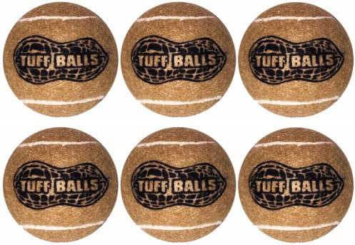 PetSport Junior Peanut Butter Tuff Ball Dog Toys | 6 Pack Jr. (1.8) Pet Safe Felt & Durable Rubber Tennis Balls | Play Fetch, Chuck or Toss at Dog Park