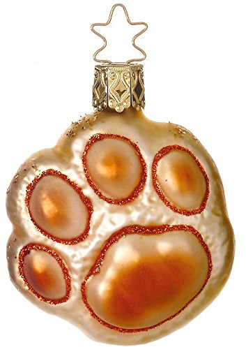 Inge Glas - Christbaumschmuck, Weihnachtsbaumschmuck - Pfötchen Braun - Glas - Farbe: braun - Höhe 6,5 cm