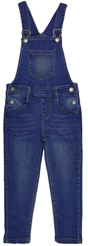 KIDSCOOL SPACE Salopette en jean pour garçon, salopette à grand plastron simple en denim doux et extensible, bleu, 13-14 ans