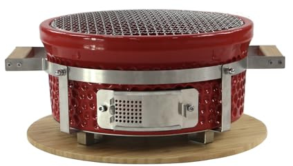 YNNI KAMADO TQ00RHRE ROSSO Tavolo In Piedi Rotondo Ceramica Hibachi GRILL, BBQ TQ00RHRE