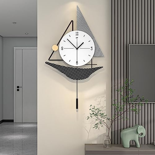 Orologio da Parete Moderno per l'arredamento del Soggiorno, Orologi da Parete Decorativi a Forma di Nave a Vela, a Batteria, Silenzioso, con Pendolo, per Ufficio Cucina Camera da Letto,L