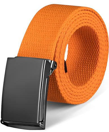 LXMY Gürtel Herren,Herren Gürtel Ohne Löcher,Stufenlos Verstellbar Canvas Stoff Gürtel Herren,Der Outdoor Business Arbeitsgürtel Passt überall Hin(Orange)