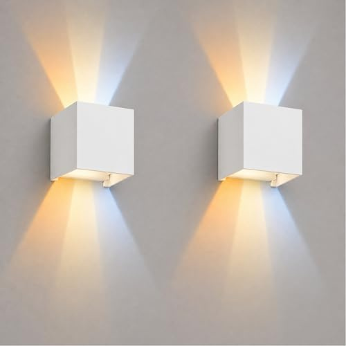 CLAR - Utomhus vägglampa, utomhusbelysning, utomhusbelysning, utomhusväggbelysning, utomhu, utomhusbelysning, Aplic. LED-väggexteriör, 12 W CCT (Pack 2)