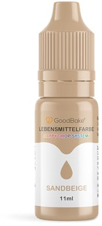 GoodBake Lebensmittelfarbe Beige Pastell (11 ml) flüssig - farbintensiv, geschmacksneutral, vegan & zuckerfrei - Food Coloring für Tortendeko, Kuchenteig, Fondant, Kekse, Getränke, DIY
