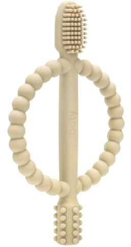 OCTY Teething Toys for Baby: Food Grade Silicone, Soothes Gums, Safe & Durable Teether, for Newborns & Toddlers 0-6 Months+. Perfect for Baby Showers. Comforting BPA Free Baby Sensory Toy Beige