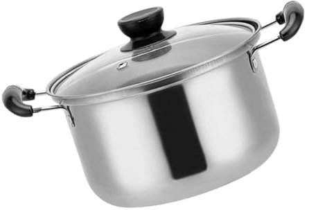 IMIKEYA Olla Para Sopa De Acero Inoxidable Doble Asa Resistente Al Calor Para Cocinar Guisos y Sopas La Cocina