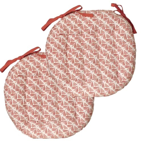 Atout Ciel Set med 2 tvåfärgade runda stolsöverdrag D 40 cm, terracotta tryck/enfärgad