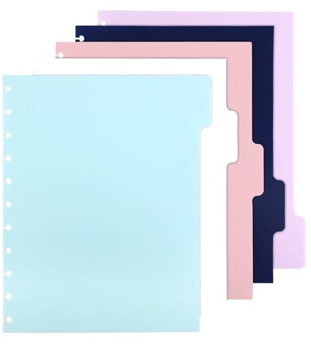 5 Pezzi Divisori Rilegati a Disco, 28x23cm Colorati Divisori per Quaderni Rilegati a Disco Divisori Plastica Raccoglitori ad Anelli Forniture per Planner Rilegati a Disco per Ufficio Scuola