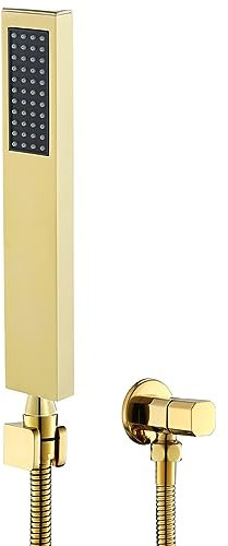 Set Doccia a Mano, soffione Doccia in Ottone Dorato con valvola ad Angolo, doccetta a Parete con Tubo Doccia da 59 Pollici