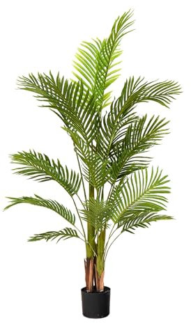 Artificial Areca Palm Plant In Pot, Fake Tropical Cane Palm Silk Tree, Large Aritificial Plant With Realistic Trunk And Palm Leaves, For Home Living Room Ofiice Patio Decor Indoor Outdoor(160cm/63in)