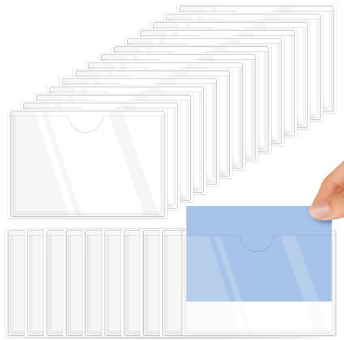 Porte Étiquette Adhesif, 10 x 7 cm Étagères Transparent Etiquettes Autocollantes pour Boîte aux Lettres, Classeurs, Tiroirs (50 Pièces Horizontal)