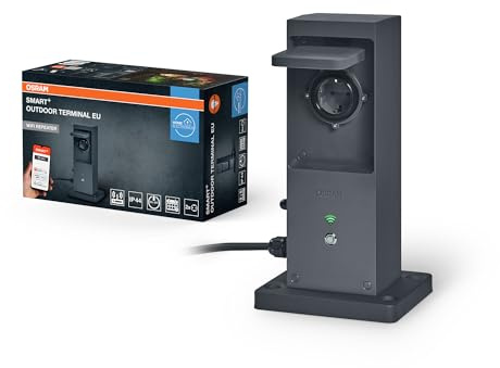 OSRAM SMART+ WiFi Outdoor Terminal EU mit integriertem Repeater & 2 Steckdosen, weiß, 230V, erweitert die WLAN-Zone im Freien, Kopplung von drahtlosen Geräten, App-steuerbar, 3 Jahre Garantie, IP44