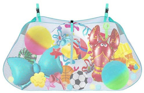 Sac de rangement de piscine : organisateur en maille pliable avec sangles suspendues pour charbons, jouets gonflables et piscine | Stockage de grande capacité pour balles, accessoires