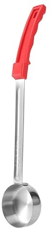 Asyduey Cuchara de Salsa para Untar de Pizza Manejar de Goma Cuchara de Cocina de Fondo Plano Cuchara de Cocina de Acero Inoxidable Cuchara de Sopa para Mezclar y Medir -2 Oz