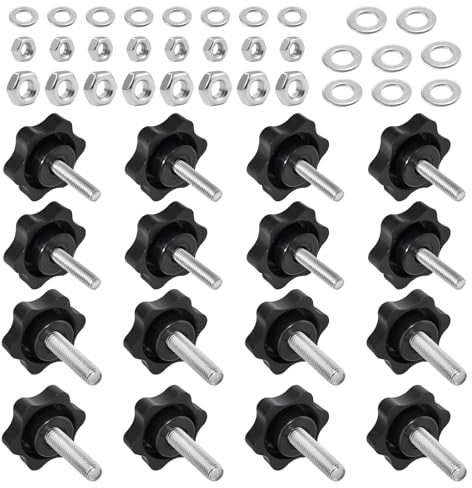 SPEEDWOX - 16 tuercas roscadas para el pulgar M6 x 25 mm & M8 x 30 mm botones de estrella de rosca en forma de estrella botón de sujeción de tuerca tornillos de sujeción para reemplazo de la base del