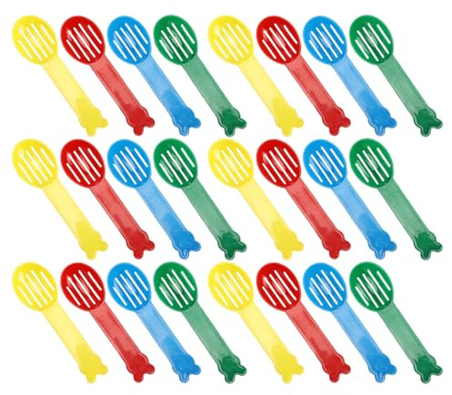 HOODANCOS 40pcs Small Cat Litter Scoop Plastic Sifter for Hamster Kitten Gerbil Bearded Dragon Reptile Cage Cleaning Bedding Poop Scooper