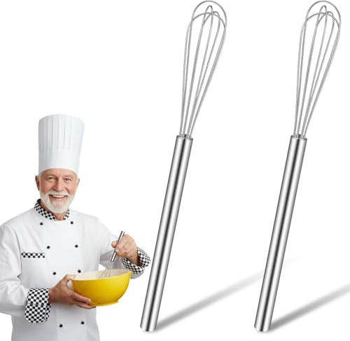 2 stycken mini visp 26 cm lång rostfritt stål liten manuell visp liten visp liten omrörning för deg omrörning äggvisp smör grädde för matlagning omrörning visp av ägg såser
