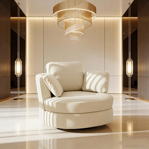 Sillón moderno XXL beige con 3 cojines individuales, asiento de alta elasticidad, cómodo sillón de lectura para salón, dormitorio y oficina
