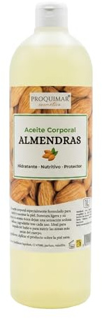 Aceite Corporal con Aroma Natural de Almendras Dulces – Formato Profesional – 100% Hidratante Corporal, Masajes y Cabello –Piel Suave, Nutrición Profunda y Aroma Natural (1 Litro)