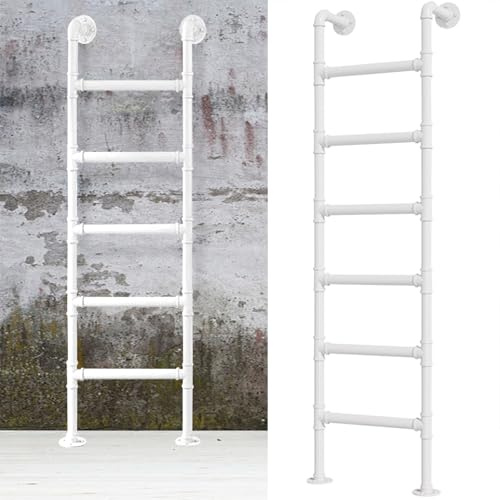 ty Fönsterbrunnsstege i metall – industriell järndesign för hem- och utomhusbruk – väggmonterad stegpall för säker åtkomst (108 kg ty)