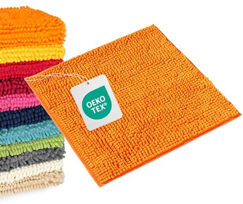 WohnDirect Premium Tappeto da bagno 45x45cm - arancione - Tappetino da Bagno Morbido e Antiscivolo - Microfibra Durevole e Assorbente, Lavabile in Lavatrice