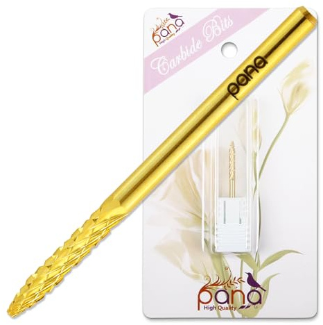 PANA 3/32 Carbide Cuticle Nail Drill Bit for Cuticle Cleaning, Dead Skin Removal, Gel Polish & Acrylic Removal, Under Nail Cleaner, Nail Salon, Manicure Tools (UNC - Gold, Coarse)