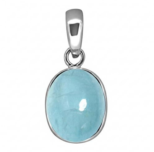 55Carat Colgante con aguamarina ovalada auténtica de 3 quilates y medallón de plata de ley, piedra natal, color azul