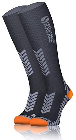 Sesto Senso Calcetines de Compresión Deporte Colores Altos Hombre Mujer Gris 39-42 Grafito