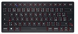 Cherry KW 9200 MINI, Kompakte Multi-Device-Tastatur für max. 4 Geräte, Tschechisches/Slowakisches Layout (QWERTZ/QWERTY), Bluetooth, 2,4 GHz oder Kabel, Schwarz