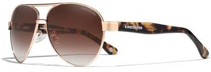 KINGSEVEN Gafas de sol piloto de aleación de acetato 2023 para hombre, polarizadas, degradadas, para mujer, con núcleo de alambre, Marrón leopardo, 62
