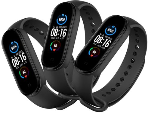ZUOQIANG 3 Stück Armband Kompatibel mit Xiaomi Mi Band 5/6/7, Ersatzarmband für Xiaomi Mi-Band Fitness Armband, Weiches Silikon Verstellbare Smartwatch Armband für Mi Band 5/6/7 (Schwarz)