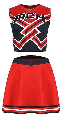 AYYOHON Costume de pom-pom girl pour femmes – Haut court et jupe – Trèfles de pom-pom girl – Costume d'Halloween et de costumade – Uniforme, taille S