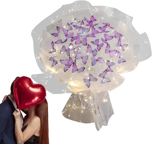 Bouquet di farfalle, fiori finti di farfalla con luci a LED, bouquet di farfalle, bouquet di fiori di farfalla, fiori artificiali bouquet di fiori di farfalla, kit di fiori di farfalla bouquet da