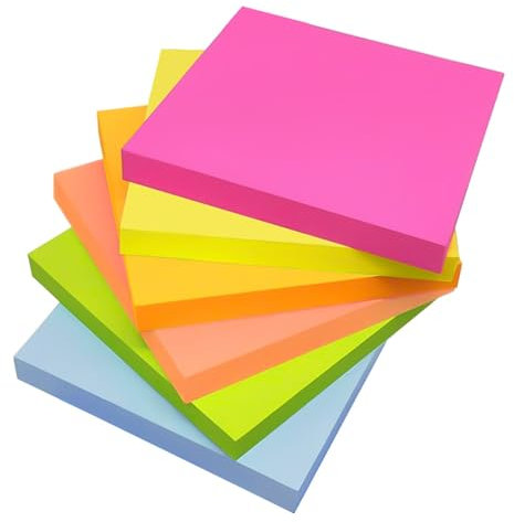 Annvchi Haftnotizen, 76 mm x 76 mm, 6 Farben, 100 Blatt pro Farbe, Sticky Notes, Klebezettel, Einfach zu Schreiben und Aufzukleben, Wiederverwendbar, Geeignet für Zuhause, Schule und Büro