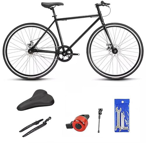 Bicicleta de Carretera 700C, 7 velocidades, Bicicleta de Ciudad, Cuadro de Acero de Alto Carbono, Bicicleta de Carreras con Freno de Disco para Hombre y Mujer A,7 Speed