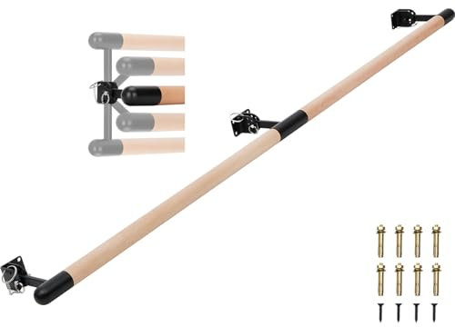 Ballettstange zur Wandmontage, verstellbare Ballettstange aus Holz, 1,8 m, für 2 Personen, traditionelles hölzernes Ballettstangensystem für Zuhause, Trainingsgeräte, höhenverstellbar, für Kinder und